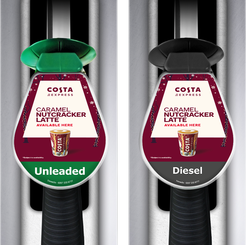 Costa Express Holiday AdNozzle Campaign featuring their new 'Caramel Nutcracker Latte' flavor 